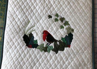 Jo Whitmore - Applique Robin on pre-quilted fabric
